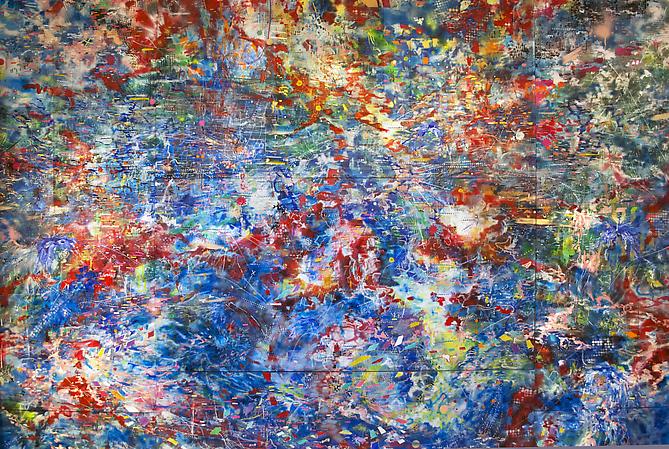 NEURO-CITY | OIL, OIL-BASED INK, ACRYLIC, PLASTER, PAPER, ON LUAN (WOOD) | 91 x 130 INCHES | 2011