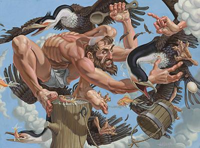 Van Arno
Cormorants With Fish Sustain the fasting Hermit, 2008
Oil on canvas
24 x 18 inches