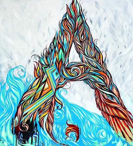 A, 2010
Spray paint, acrylic and house paint on panel
36 x 33 inches
