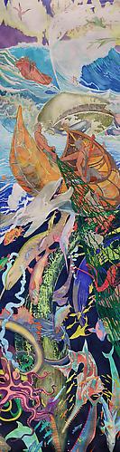 Aaron Morse: Men and The Sea #2 (2012)
Watercolor On Paper
90h x 24w in (228.6h x 60.96w cm)