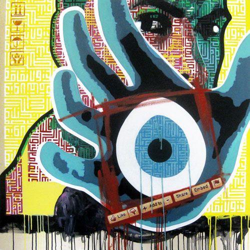 Third Eye 2011 
Acrylic, pen and stitched yarn on canvas 
48 x 48 in / 122 x 122 cm