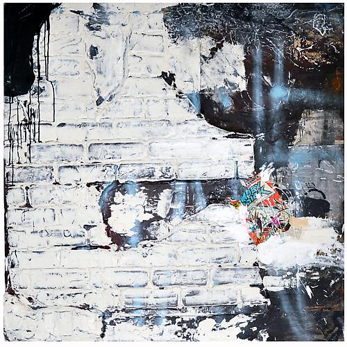  And I Alone Escaped to Tell Thee , 2012
Acrylic, paper, collage on panel
48 x 48 inches