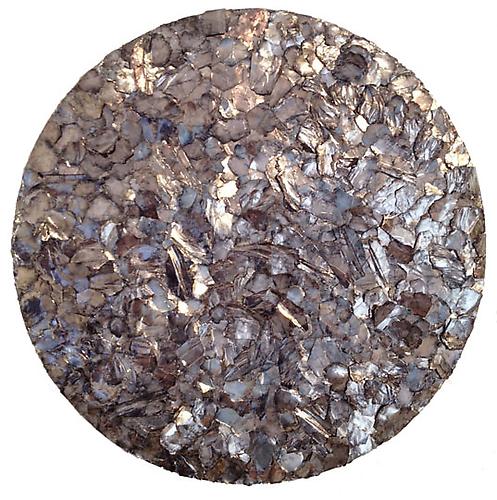 Article of Faith 3, 2012
Mineral crystals with resin on wood
36 inch diameter