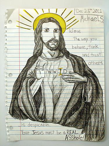  Asshole Jesus , 2012
Graphite, marker, Prismacolor on paper
67 x 51 inches