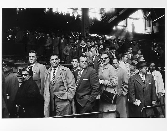 Crowd filing out after game, Ebbetts Field 
mid 1950s
Gelatin Silver Print