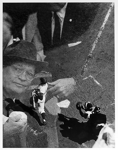 Double exposure, batter and President Eisenhower, Ebbetts Fiels, Brooklyn 
mid 1950s
Gelatin Silver Print