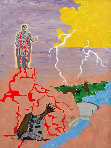 Adelaide Howard Childs About the Johnstown Flood on May 30th, 1889, 2010  acrylic and spray paint on panel
48 x 36 inches