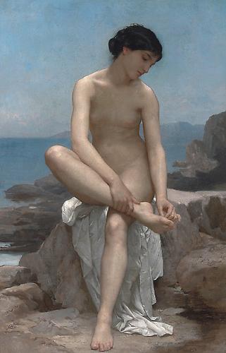 The Bather, 1879
Oil on canvas, 25 ¼ x 16 ¼ inches 
Signed and dated lower right: W. BOUGUEREAU 1879
Price upon request
