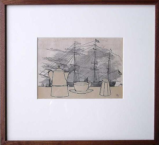 Varujan Boghosian, 2006
 Breakfast Before Sailing , collage
16.75" x 15"