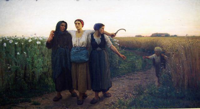 Breton, Jules 1827-1906
The Reurn of the Gleaners.1876 
Oil on canvas
26 x 40 inches