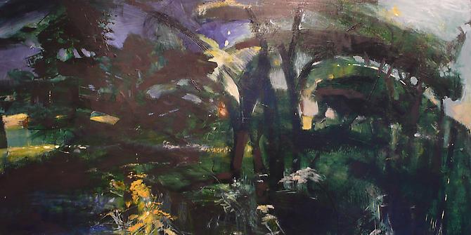 Bunny Harvey, 2008
 Evening Scents and Whispers , oil on panel
12" x 24"