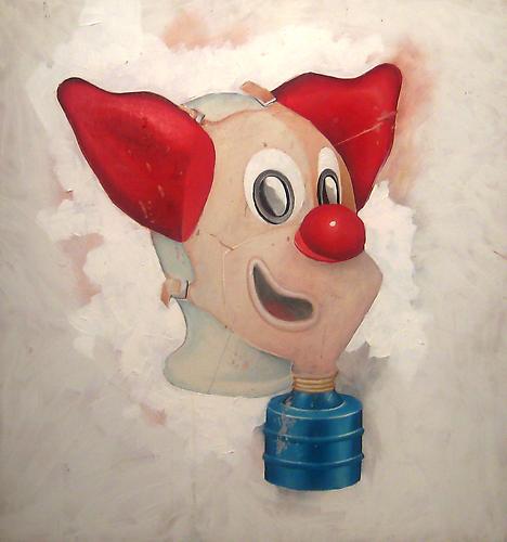 ￼Clown Gasmask, 2002
Acrylic on panel
24 x 24 inches