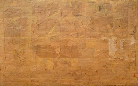 Charles Christopher  Hill
The Great Wave Seen as a Wet Dream, 1977
Stitched and layered paper with cloth; Signed titled and dated on verso
Exhibited at Cirrus Gallery, Los Angeles; Exhibition tag on verso; Image: 28 x 42 inches