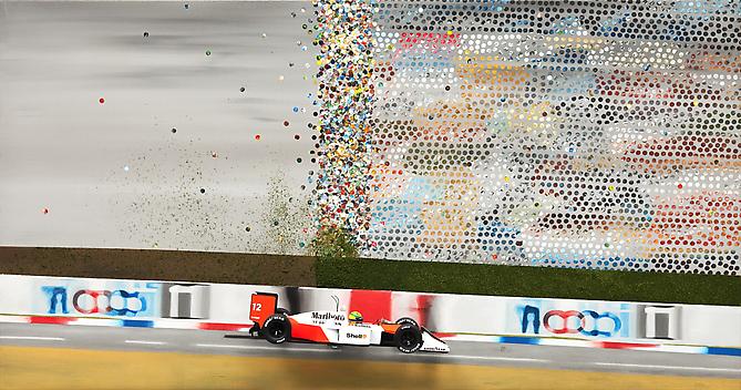Chris Beas
"MP 4/4 1988"
2010
Die cast metal, acrylic on canvas on panel
21 1/4 x 35 3/4 x 7 inches