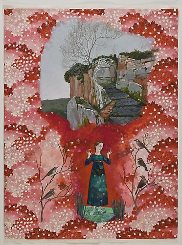 Anda Dubinskis
 Civita , 2010
gouache on printed rice paper, 26 x 19 inches
Listing #2