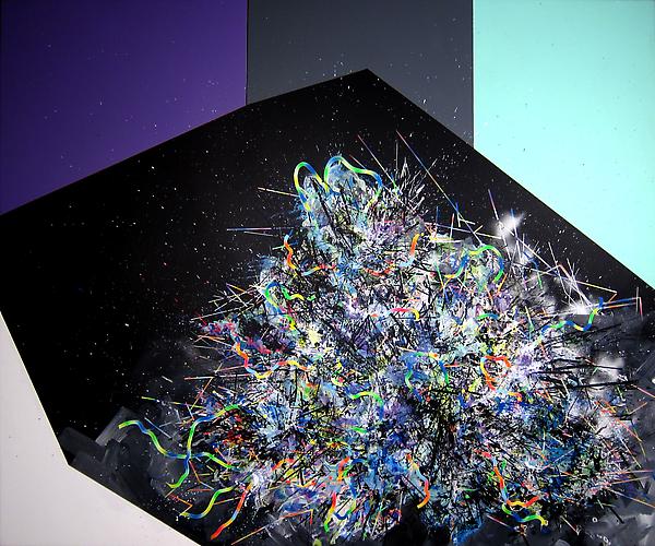 Contained, 2011
acrylic, latex, ink, silk screen and spray paint on canvas
60 x 72 inches