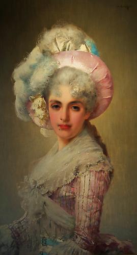 Elegant Woman in Hat
Oil on canvas, 37 ½ x 21 ¼ inches 
Signed and dated upper right: V. Corcos 1888
Price upon request