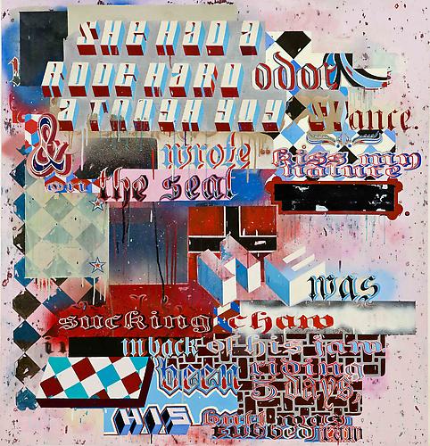 Cow Folk, 2008-2010
oil, spray paint and alkyd resin on paper on panel
43 x 41 inches