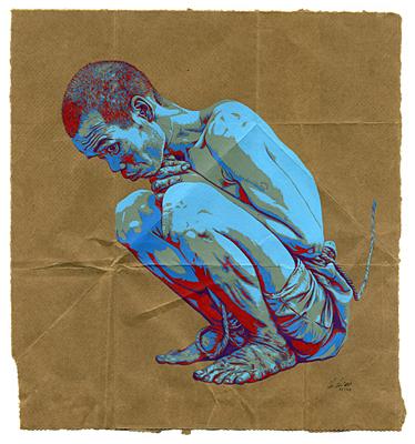 Chris Crites
Untitled (Korean P.O.W) 
Acrylic on paper bag
10 x 9.25 inches