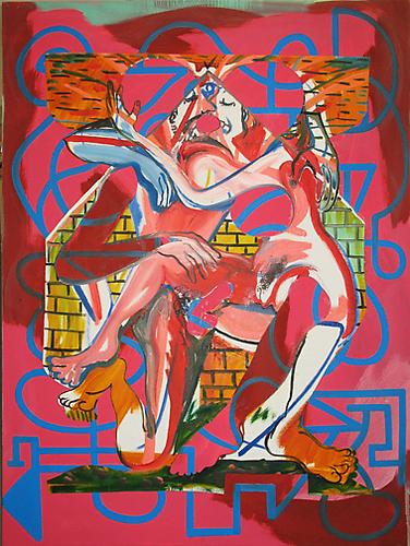 Andy Cross
 Untitled-Pyramid Love , 2012
Oil on collaged canvases
60 x 45 inches