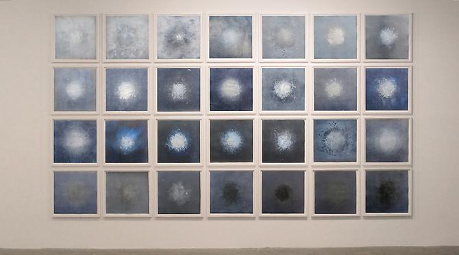 ((())). Cycle 3 (2012)
Ink, monotype, lithograph, crystalina on paper
76h x 126w in (193.04h x 320.04w cm)