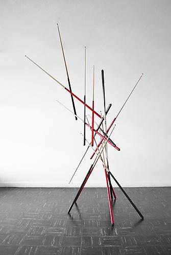  Sixteen Handed Game , 2011, wood and bronze, 94.5 x78 x 63 inches