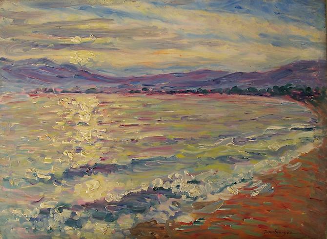 Near Cannes, South of France
Oil on panel, 10 1/2 x 13 3/4 inches 
Signed lower right: Dambourgez