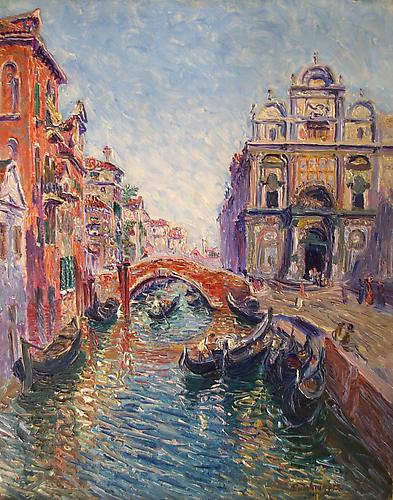 Venise-Canal
Oil on panel, 16 x 13 inches 
Signed lower right : Dambourgez