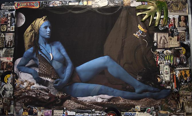 Delphine Diallo
Avatar, 2011. 
Mixed media on paper, 44 x 73 inches.