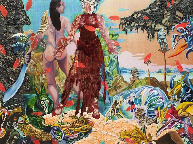 Min Hyung
Dual Side of Female Hero, 2011
oil, acrylic, ink, paper on canvas on board
96 x 72 inches