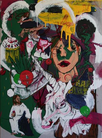  EPIC BIRTHDAY PARTY , 2012
Acrylic enamel, ink and paint marker on canvas
40 x 30 inches