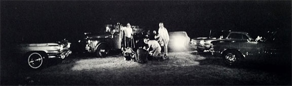 Edward Kienholz
Five Car Stud, 1971
One color silkscreen on handmade paper; Numbered 11/11
Signed, numbered and dated in pencil on recto; Image: 14 x 33 inches