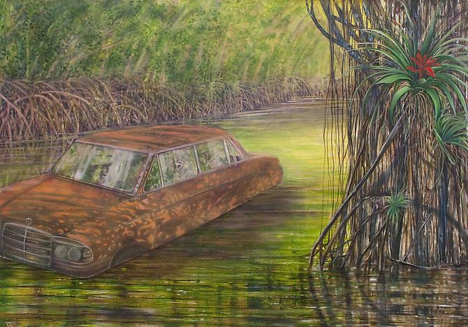 Elizabeth Thompson
Cocaine Cowboy, 2011
Oil on linen
51 x 75 in / 130 x 191 cm