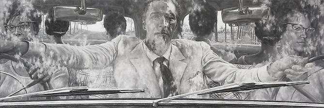 1957 Peugeot 403 (Nóz W Wodzie), 2011  
Oil on canvas 
26 x 78 inches