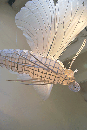 Erika Wanenmacher 'Moth', 2010 poplar, silk, steel, cast epoxy & acrylic 21 x 72 x 14 inches