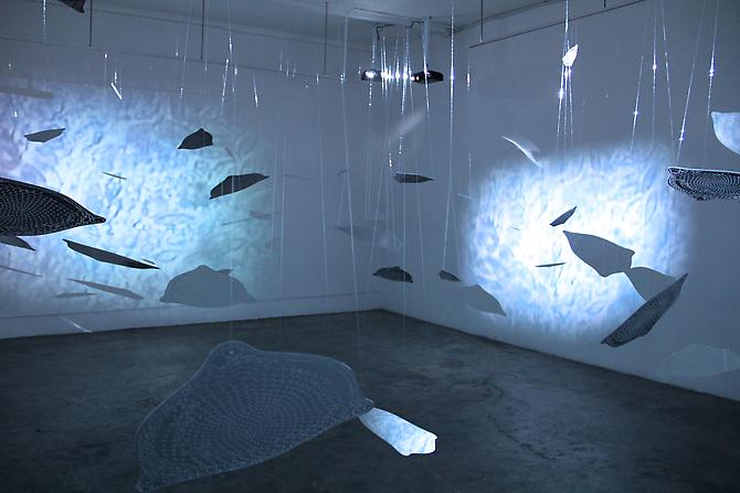 Exponential, 2011
CNC engraved mirrored plexiglass, 4-channel video projection and surround sound
24 x 24 x 12 feet