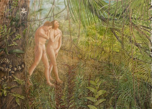 Elizabeth Thompson
Expulsion of Adam and Eve from the Everglades, 2011
Oil on linen
59 x 80 in / 150 x 203 cm