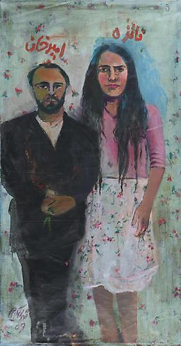 Faizeh and Amirchan   2009 
Mixed media on fabric
63 x 35 in