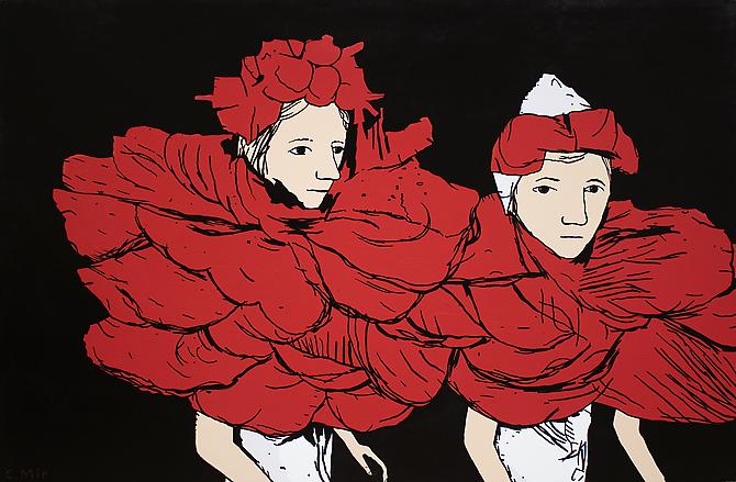 Flower Girls, 2012
Enamel on Canvas, 48 x 72 inches.