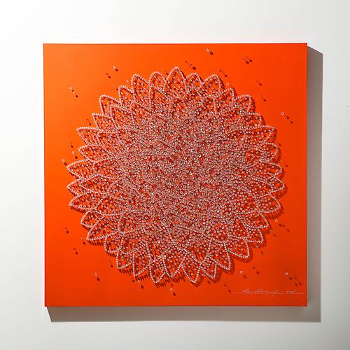 Flower in Desert, 2009
Crystals, beads, pins on wood panel
41 x 41 in / 105 x 105 cm