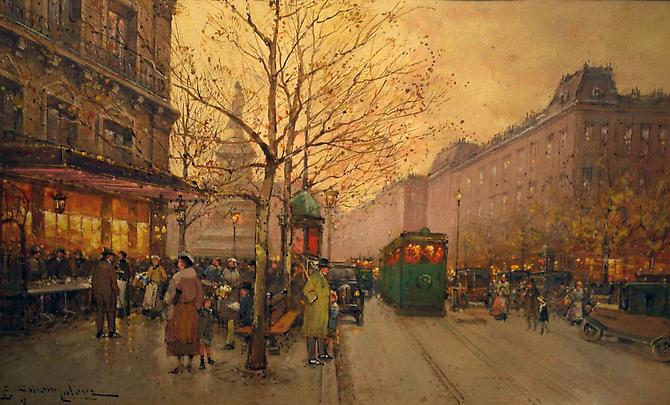 SOLD
Place de la Rebublique
Gouache on paper, 7.25 x 12 inches 
Signed lower left: E. Galien-Laloue