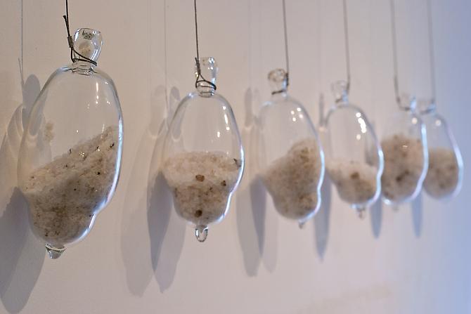 Glass Bottle, 2012
Glass, salt, and wire
41 x 4 x 4 inches
Install view