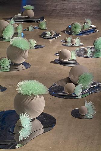 Geodes (detail), 2010
silicone, cement, reflections, mirrored Plexiglas and mylar
dimensions variable