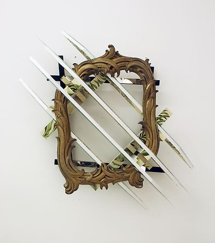 Heather Rowe
Plants and Rags, 2009
mirror, wallpaper, frame, gold hook, wood
36 x 36 x 7 inches