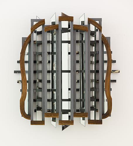Heather Rowe
Untitled 2010 
30 x 34 x 7 1/4 inches
mirror, wallpaper, paint, hinges