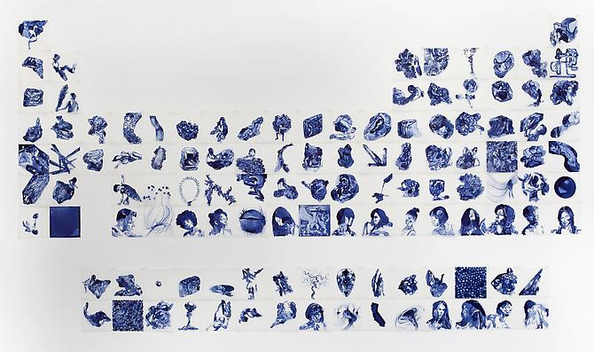 Elements, 2012
Ink on drafting film
70 x 126 inches (Grid of 118)