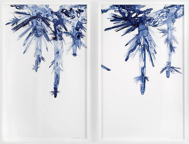 Hanging Crystalline Forms I & II, 2011
Ink on drafting film
25 x 40 inches each