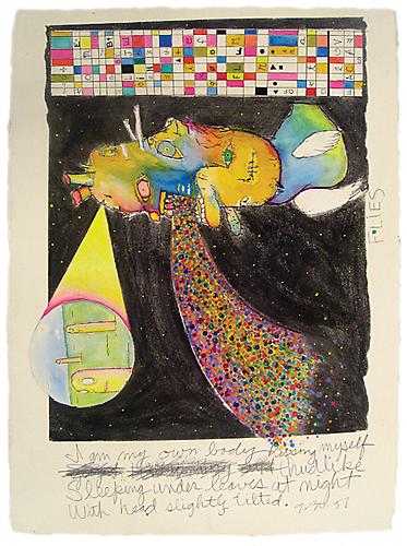 Gibby Haynes 
Untitled (I am my own body...), 2009 
Mixed media on paper 
30.5 x 22.5 inches
