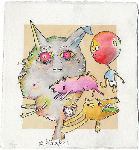 Gibby Haynes
Untitled (no.1), 2009 
Mixed media on paper 
7 x 6.75 inches