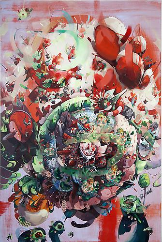  Hot Hot Hot , 2012
Acrylic on canvas & cut out paper
48 x 72 inches